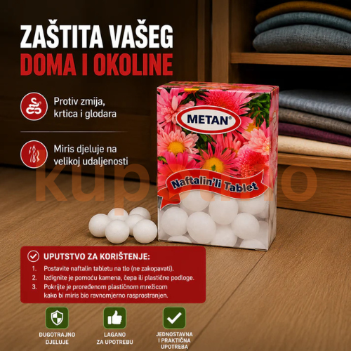 Naftalin tablete protiv Zmija, Krtica i drugih štetočina, 20 tableta